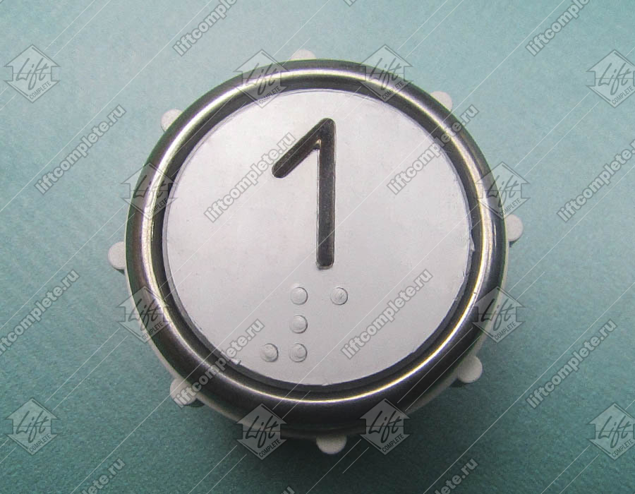 Кнопка вызова/приказа, МЛЗ, ВК-32-5Б, 1 этаж, с кодом Брайля, красная подсветка, аналог АК1-01-Кр