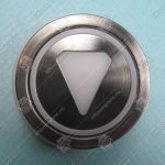 Кнопка вызова/приказа, KONE, AVDBUT, стрелка вниз, круглая, серебристая поверхность, красная подсветка, утопленный символ